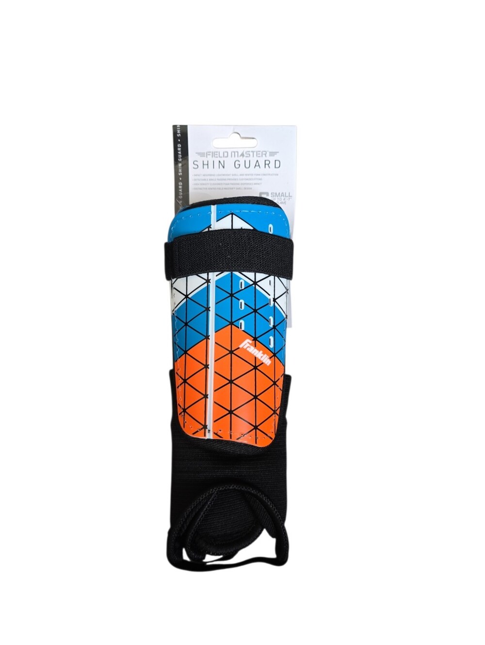 NWT Franklin Field Master Youth Soccer Shin Guards Small Blue Orange Protective